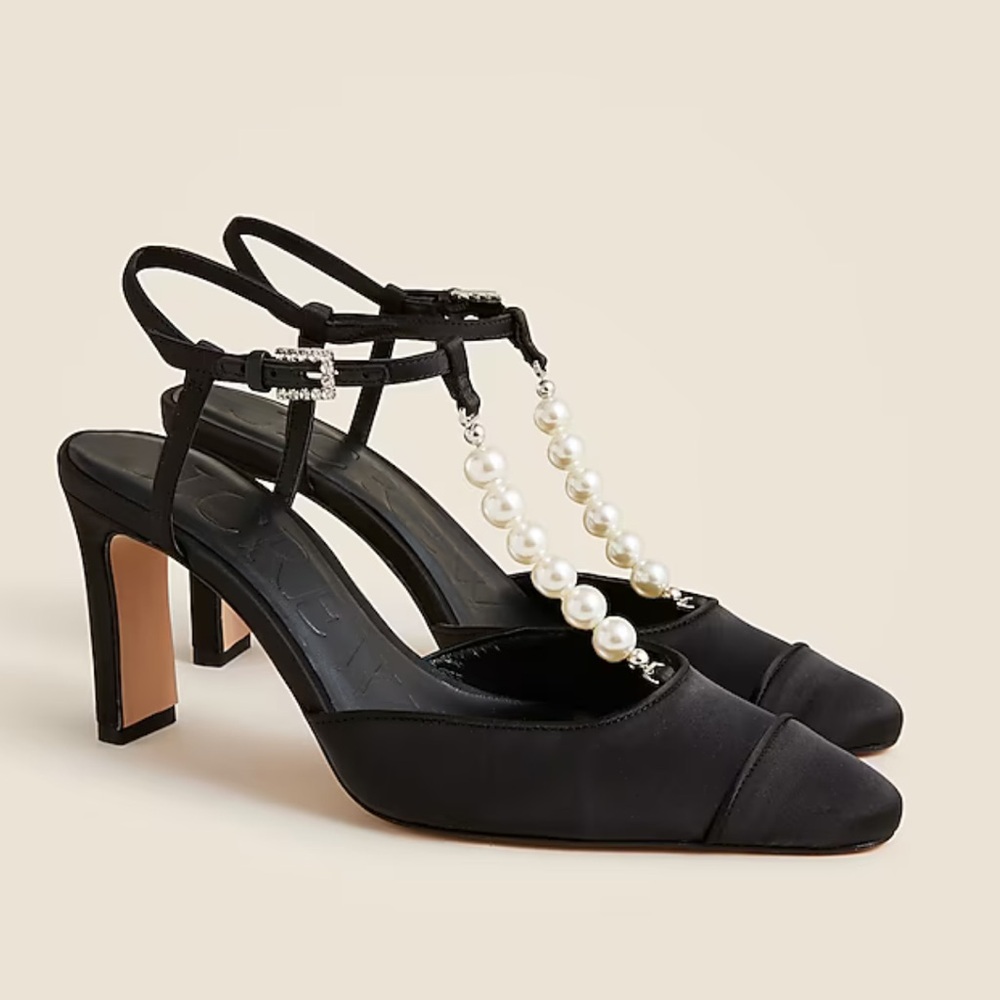 J. Crew Black Heels with Pearl Accents - Picture 5 of 10